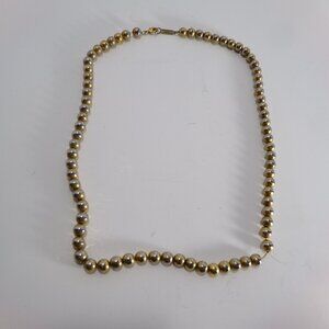 Vintage Napier Necklace Glossy Silver/Gold Tone Beaded 24"